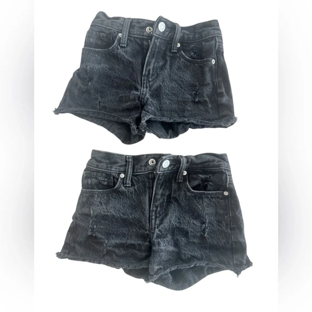 Old Navy - Black Distressed Denim Shorts - Set Of Two - Girls Size 6 Slim